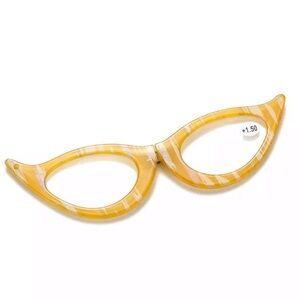 Cat Eye Necklace Retro Eyeglasses yellow colored.NWT